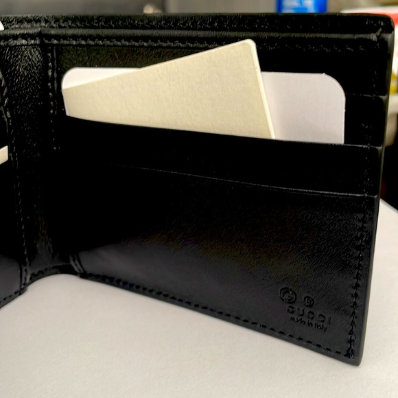 GUCCI Mens black Leather MICRO GUCCISSIMA GG embossed Bi-fold wallet new in Box - Picture 3 of 4